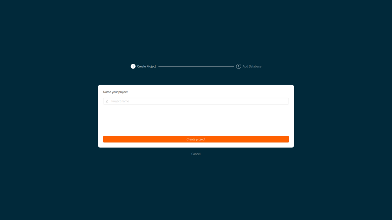 Create project screen