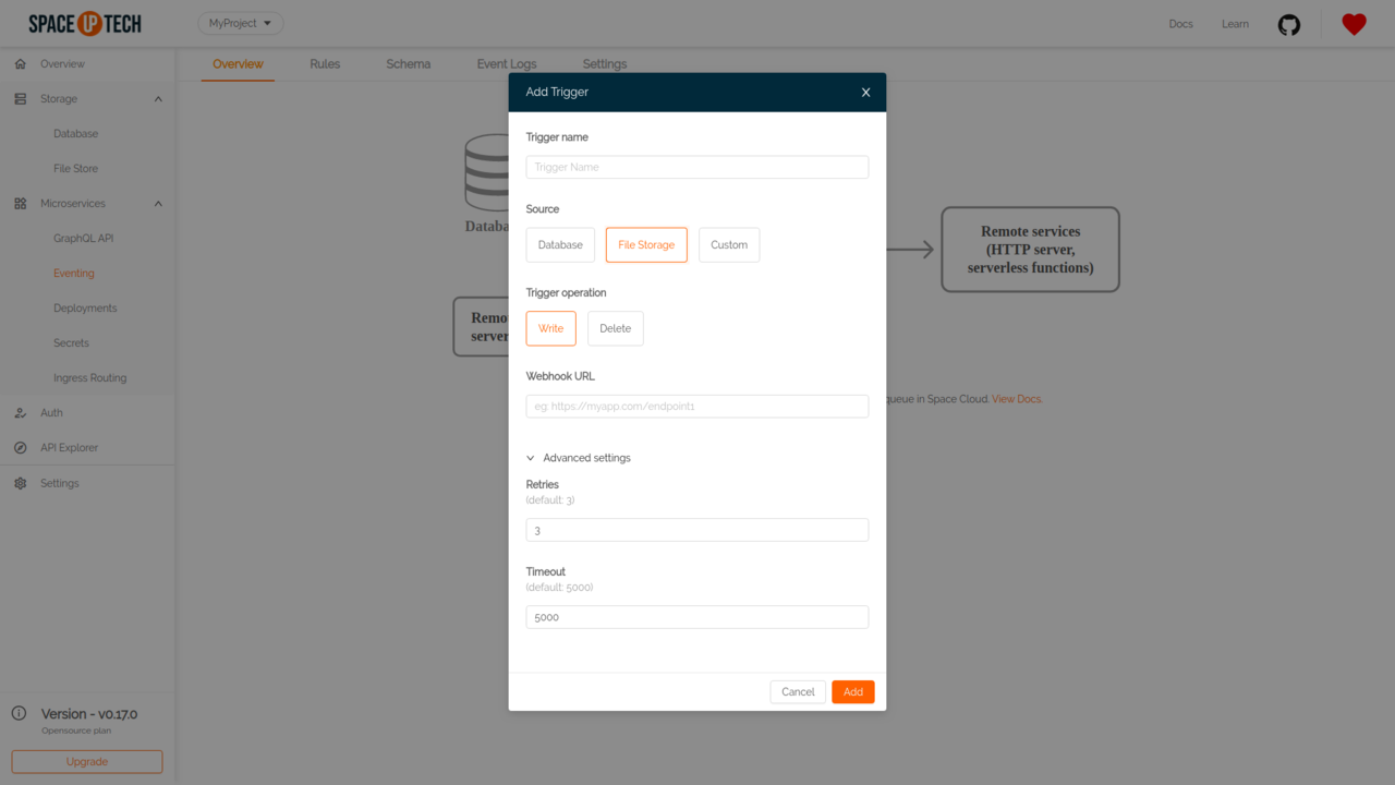 File storage event trigger